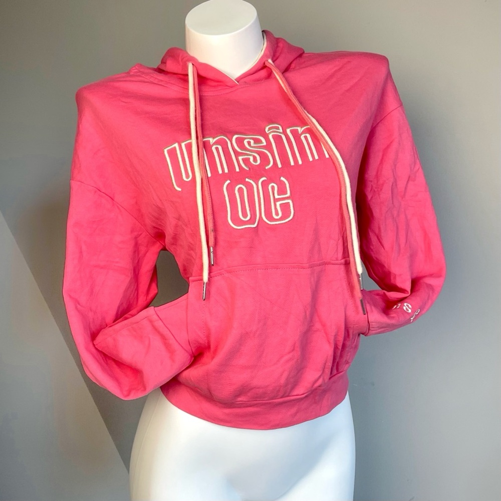 Y2K Harajuku Pink White Print Hoodie M